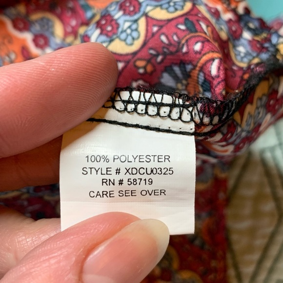 NY Collection Bohemian Boho Satin Blouse Shirt Medium - Picture 6 of 9